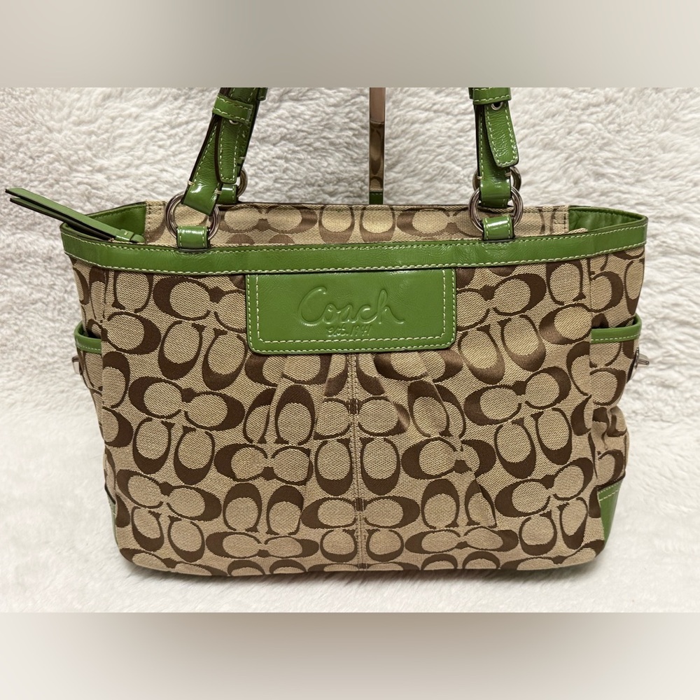 Coach Signature Pleated East West Gallery Shoulder Tote Bag
